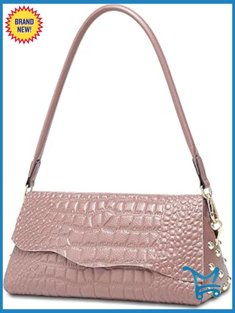 Genuine Leather Shoulder Bag Crocodile Pattern Satchel Crossbody Purse